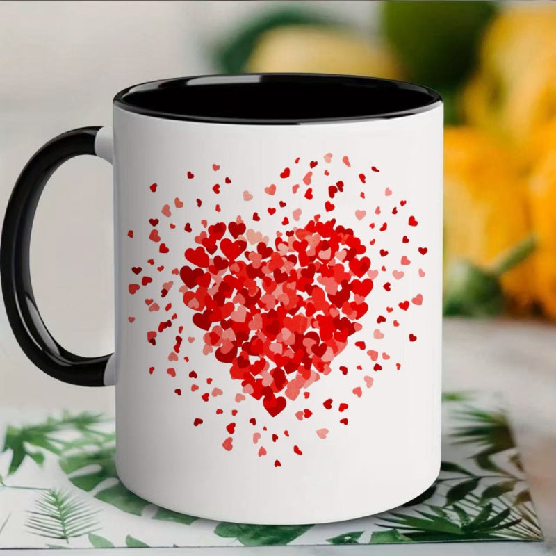 Tailorly Black Accent 11 oz Mug - heart blooming design