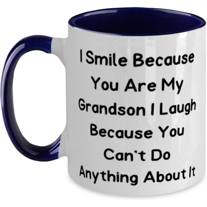 Tailorly Black Accent 11 oz Mug - fancy grandson you are my grandson you cant useful two tone 11oz mug for grandson from