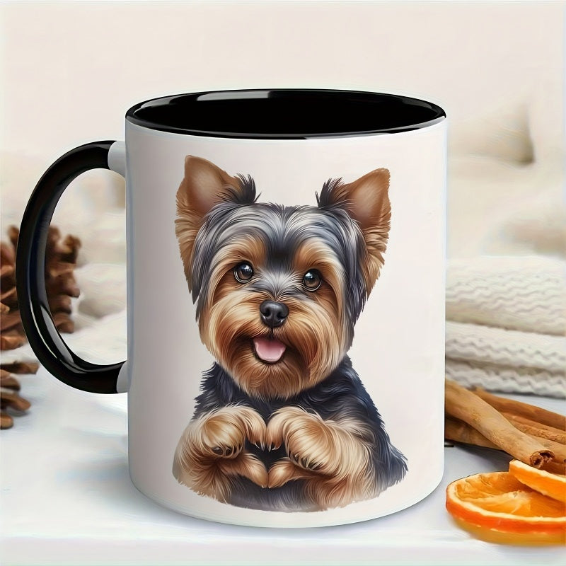 Tailorly Black Accent 11 oz Mug - cute yorkshire terrier yorkie dog heart