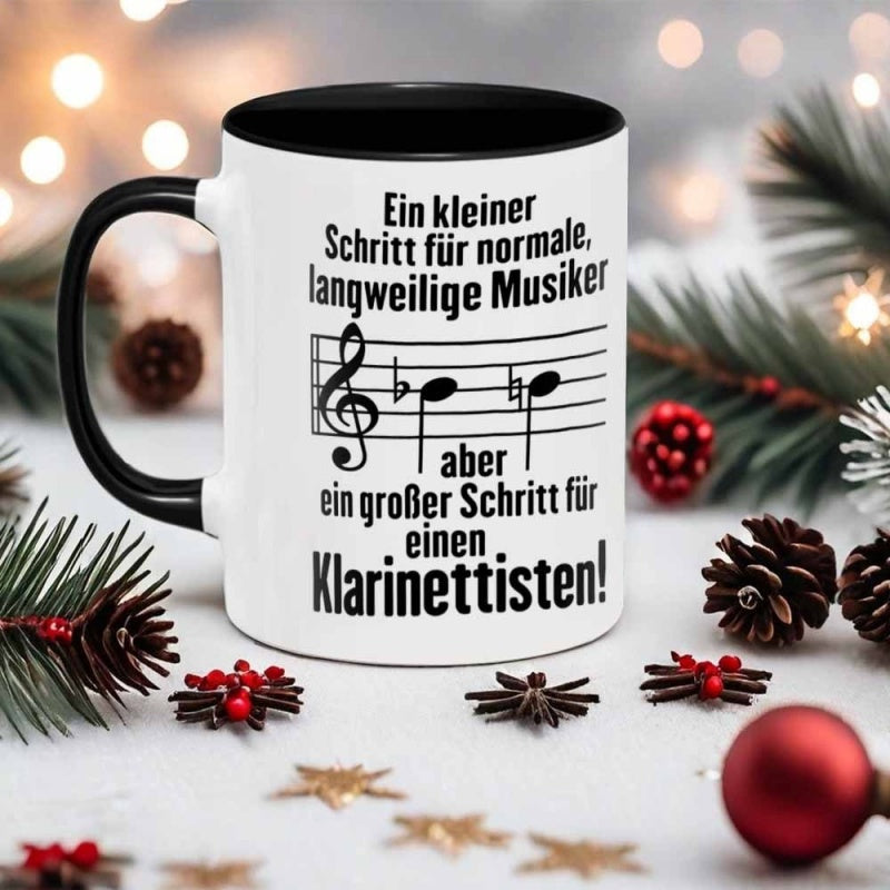 Tailorly Black Accent 11 oz Mug - 2d printed design for clarinet players
