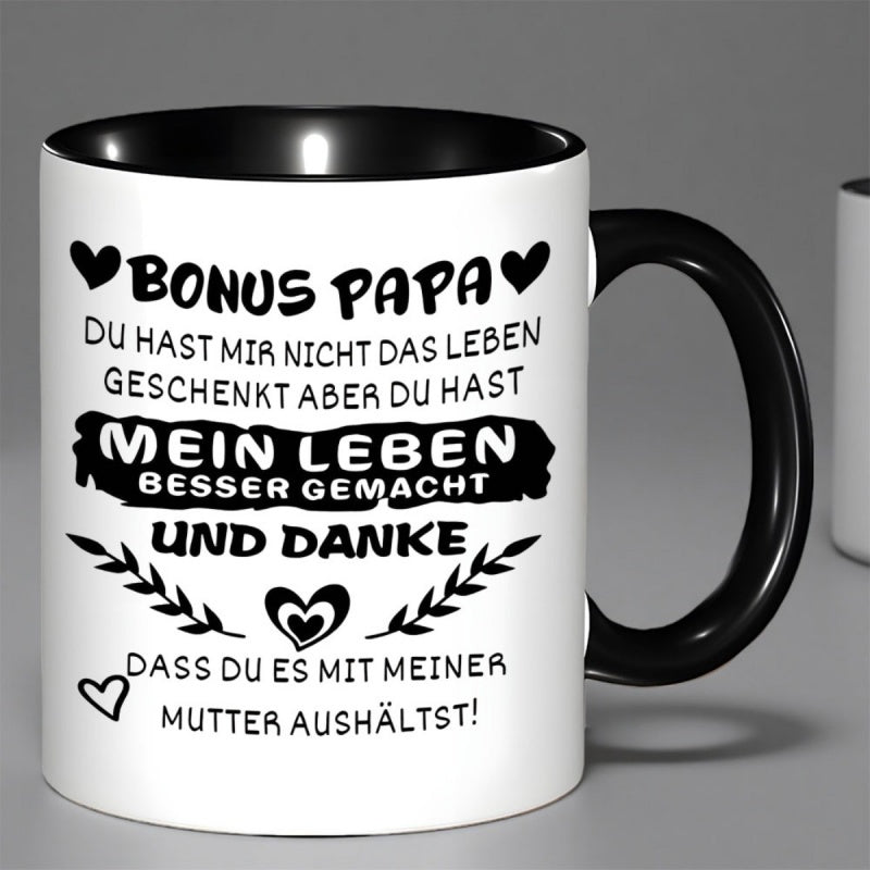 Tailorly Black Accent 11 oz Mug - a ceramic mug designed for dad featuring a and a tea cup suitable for hot drinks its a hand wash only item