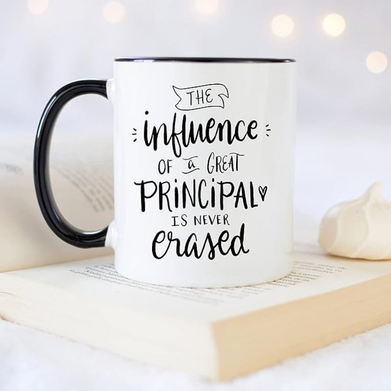 Tailorly Black Accent 11 oz Mug - text: "of a great principal is never"