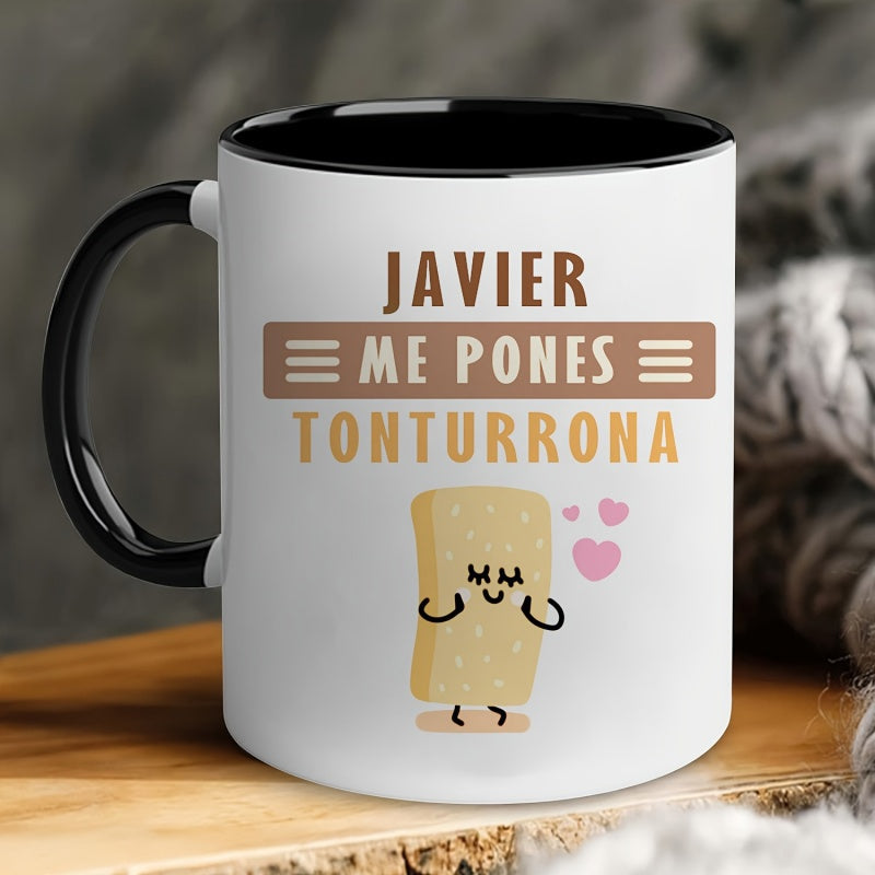 Tailorly Black Accent 11 oz Mug - 1pc 11oz coffee mug coffee cup tonturron ceramic mug 330ml insulated coffee tea durable ceramic material ideal
