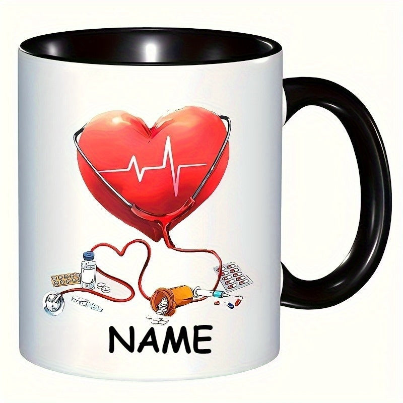 Tailorly Black Accent 11 oz Mug - heartbeat and inspirational quote