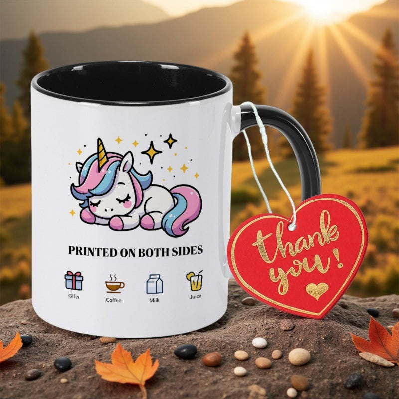 Tailorly Black Accent 11 oz Mug - unicorn