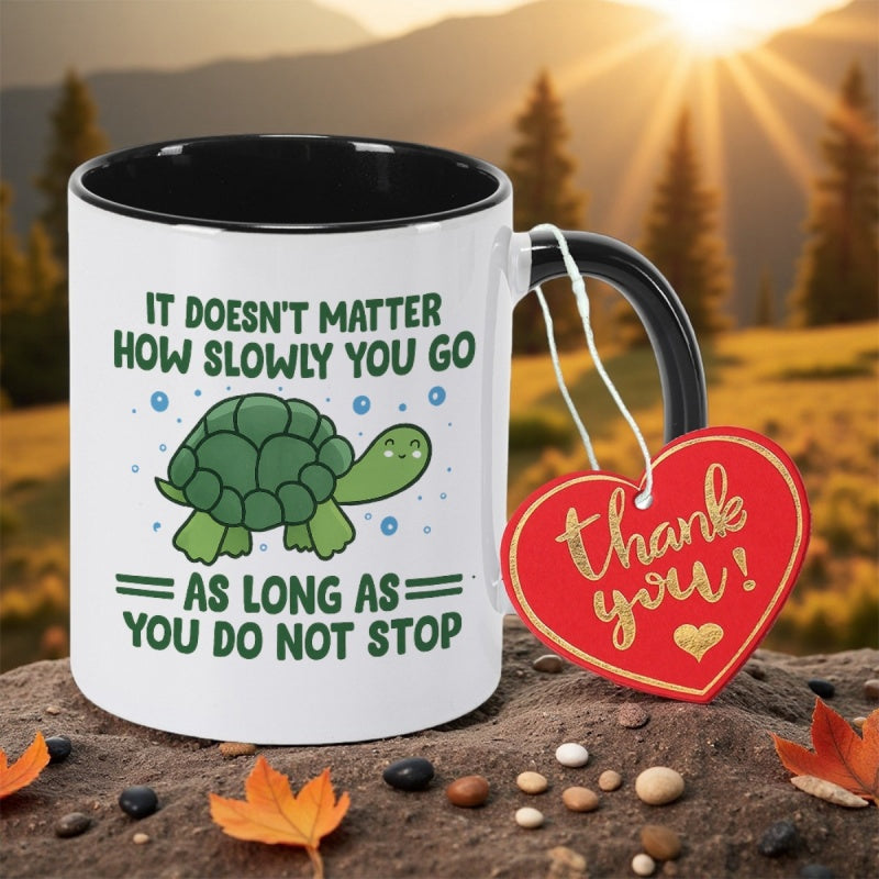 Tailorly Black Accent 11 oz Mug - humorous turtle