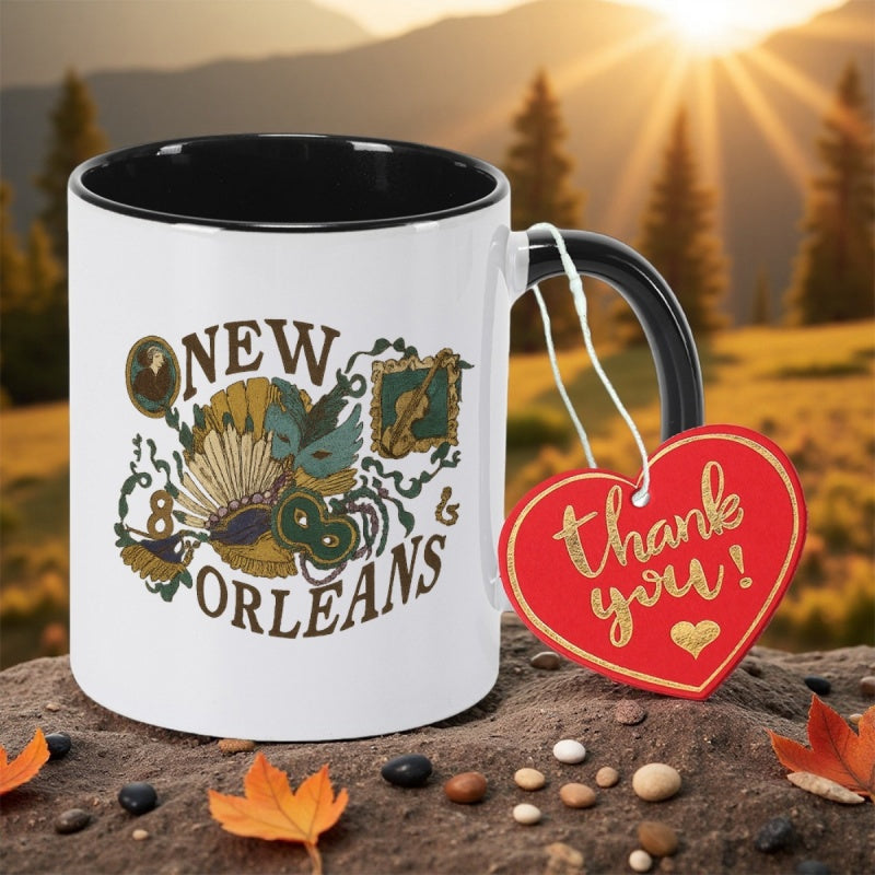 Tailorly Black Accent 11 oz Mug - new orleans wide back ceramic coffee mug coffee cup minimalist modern 11oz350ml souvenir durable holiday gift gift for