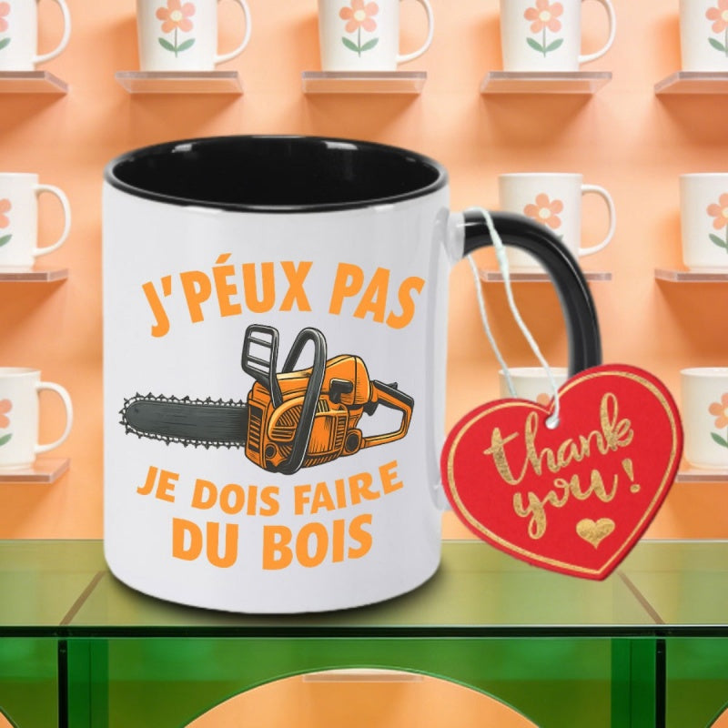 Tailorly Black Accent 11 oz Mug - chainsaw themed design