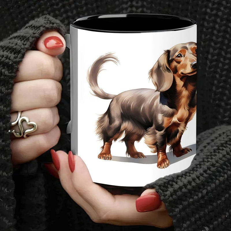 Tailorly Black Accent 11 oz Mug - cute dachshund print