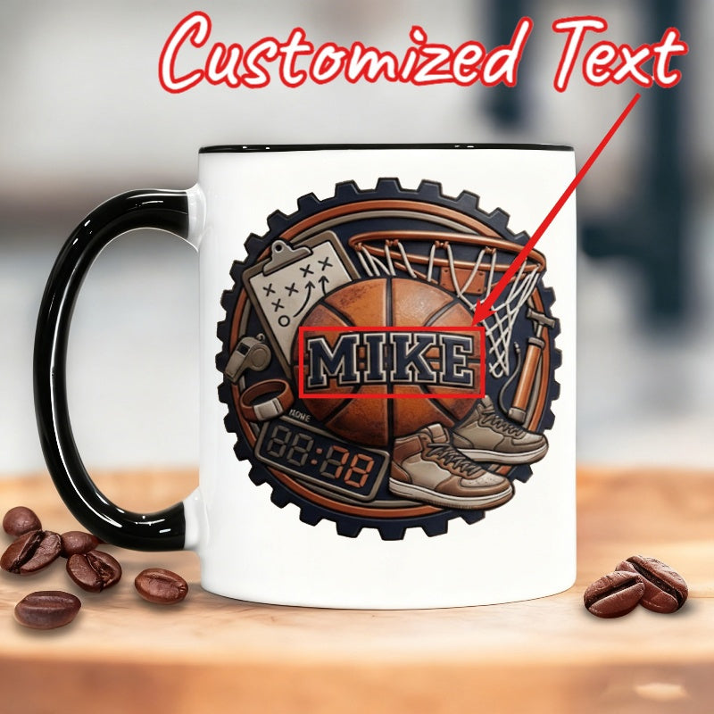 Tailorly Black Accent 11 oz Mug - basketball themed