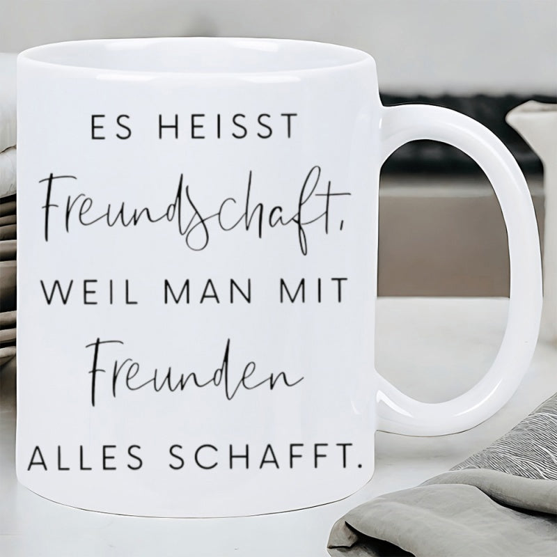 Tailorly White Ceramic 11 oz Mug - Clean White Ceramic Drinking Vessel With Minimalist Black Sentimental Text Mug
