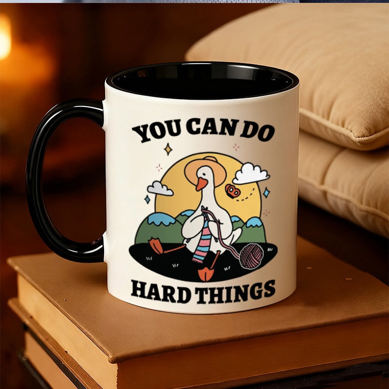 Tailorly Black Accent 11 oz Mug - you can do hard things， fun cartoon