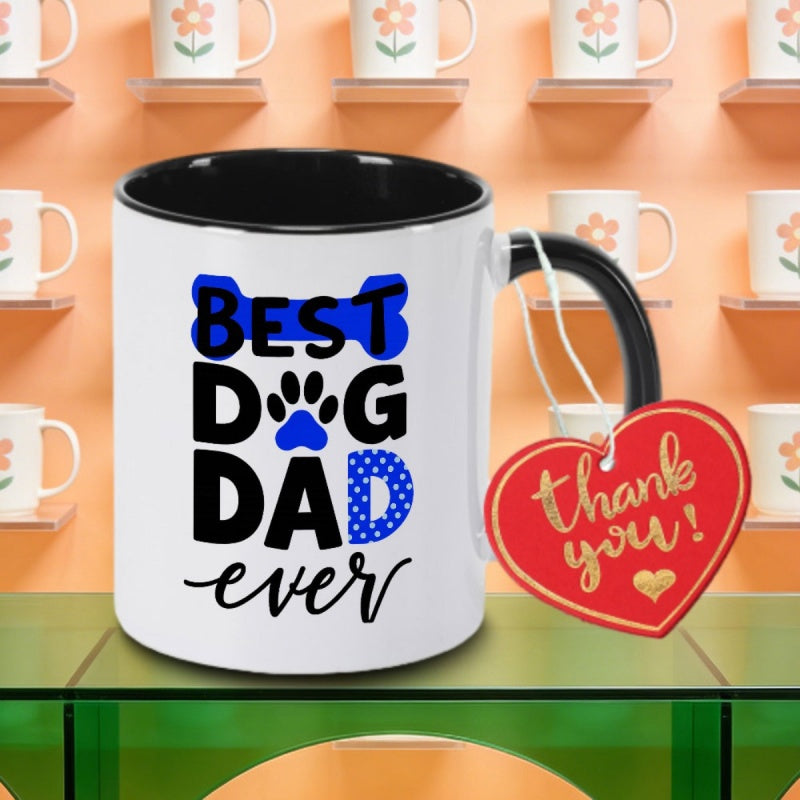 Tailorly Black Accent 11 oz Mug - best dog dad ever logo