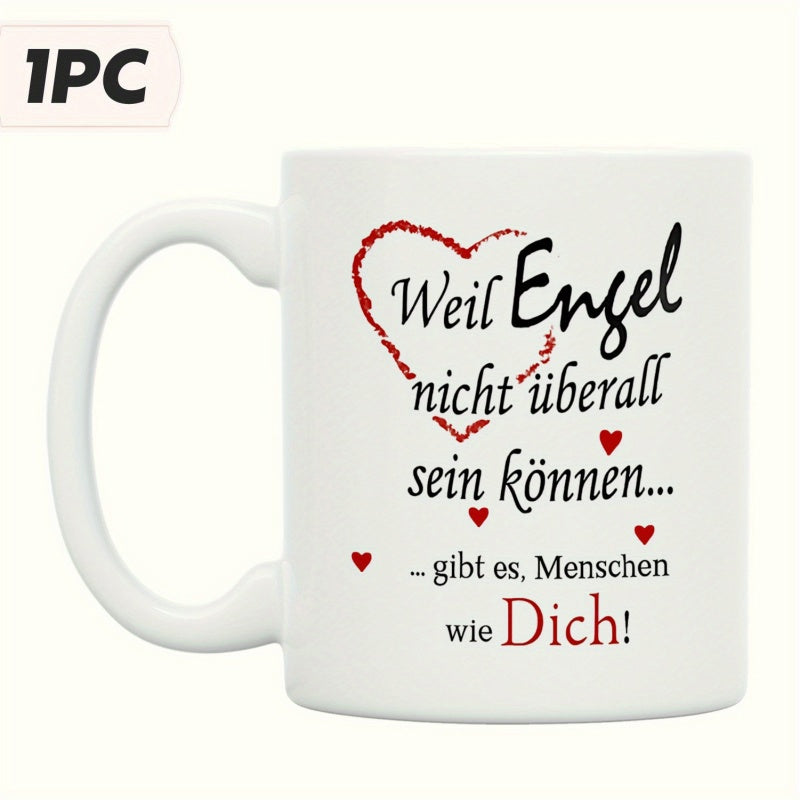 Tailorly White Ceramic 11 oz Mug - Red Textured Outline Heart Surrounded By Small Solid Crimson Hearts Mug