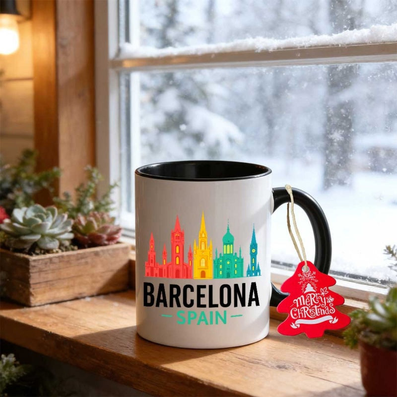 Tailorly Black Accent 11 oz Mug - vibrant cityscape design