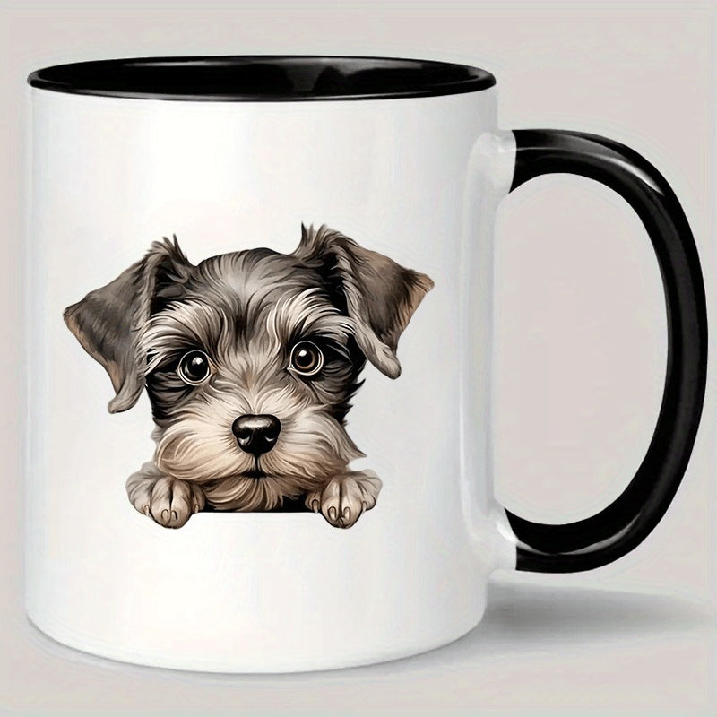 Tailorly Black Accent 11 oz Mug - cute schnauzer puppy