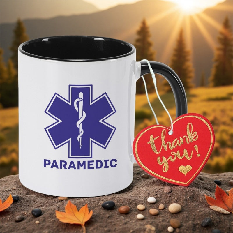 Tailorly Black Accent 11 oz Mug - ems paramedic logo retro ems with paramedic emblem