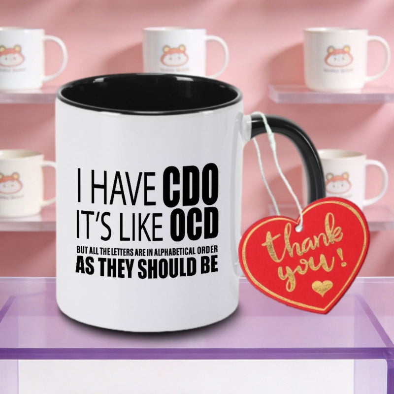 Tailorly Black Accent 11 oz Mug - alphabetical ocd logo