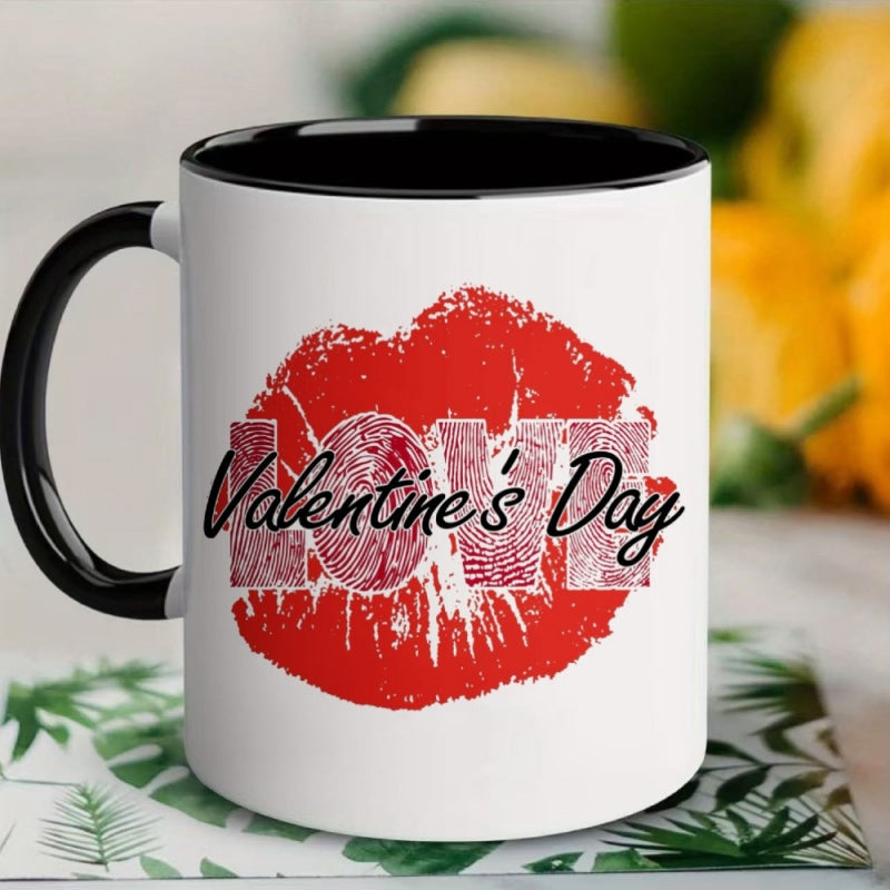 Tailorly Black Accent 11 oz Mug - valentines day kiss