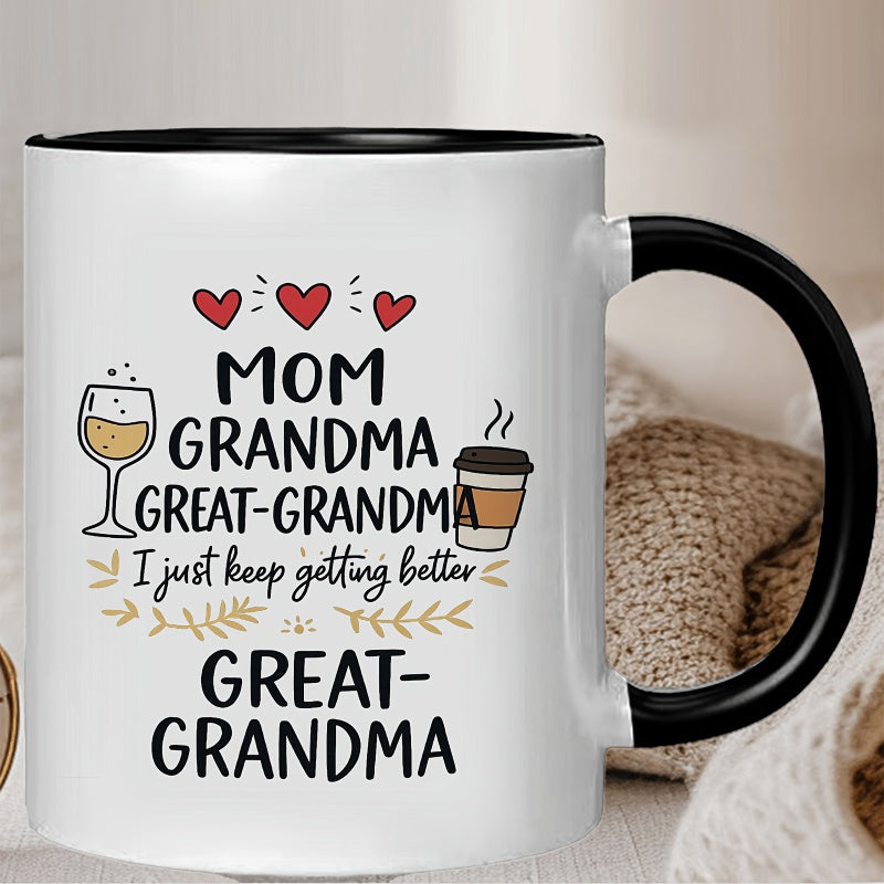 Tailorly Black Accent 11 oz Mug - mom grandma great grandma illustration