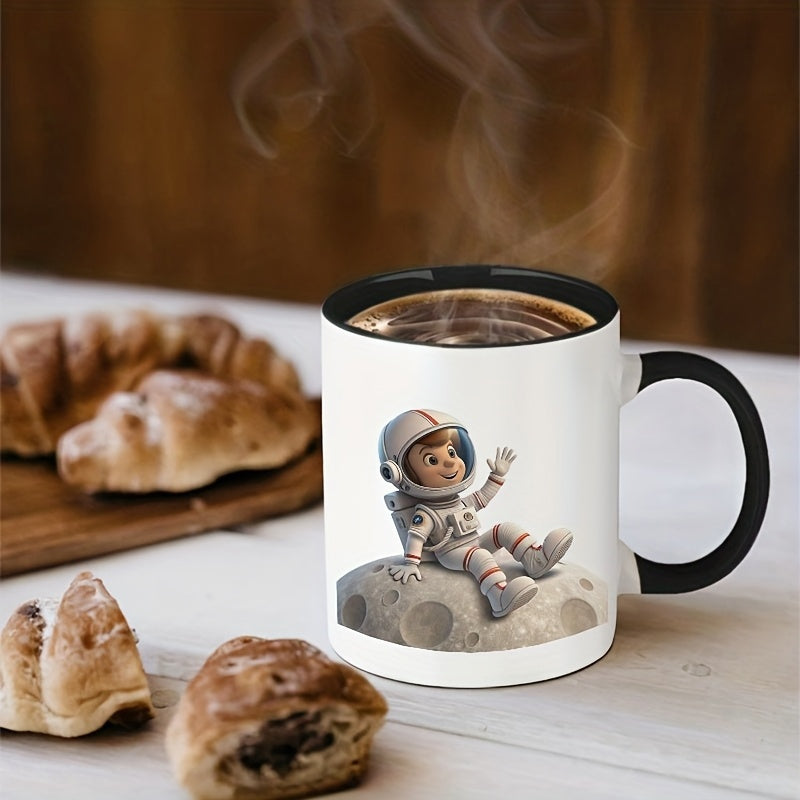 Tailorly Black Accent 11 oz Mug - moon astronaut double sided print