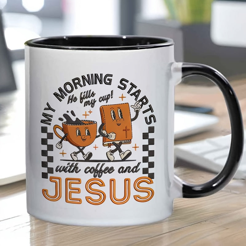 Tailorly Black Accent 11 oz Mug - coffee and jesus