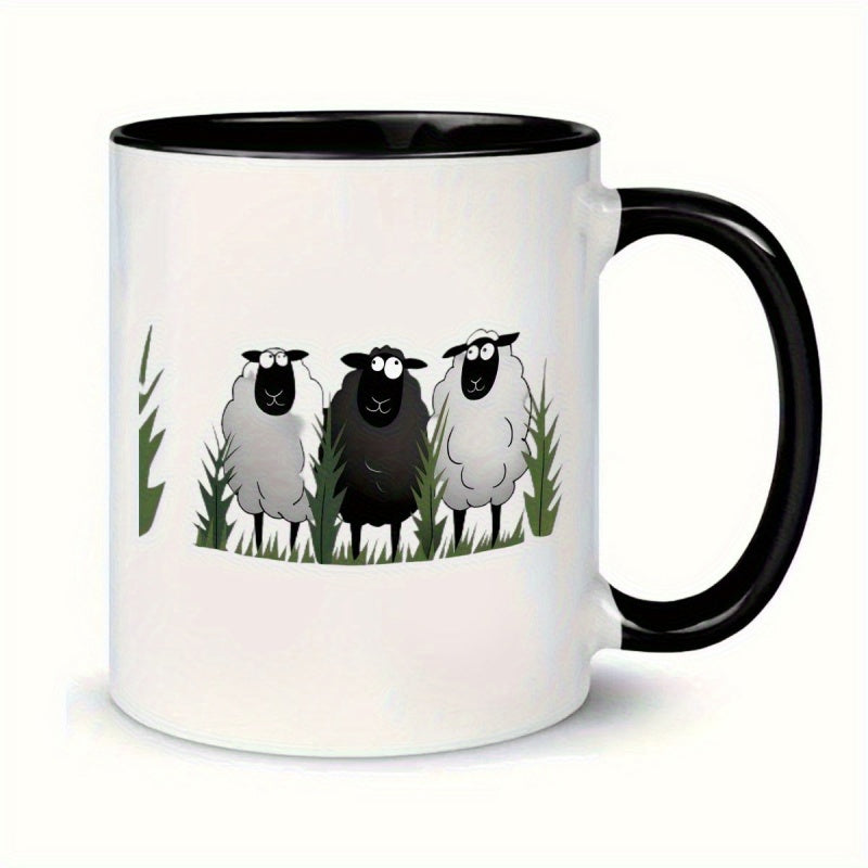 Tailorly Black Accent 11 oz Mug - cute sheep