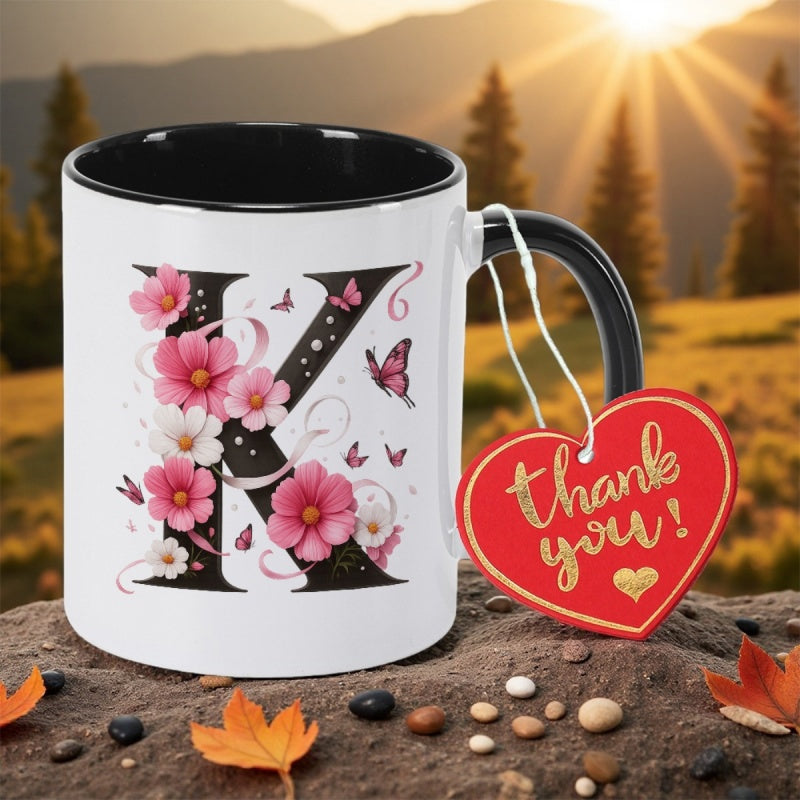 Tailorly Black Accent 11 oz Mug - letter print pattern