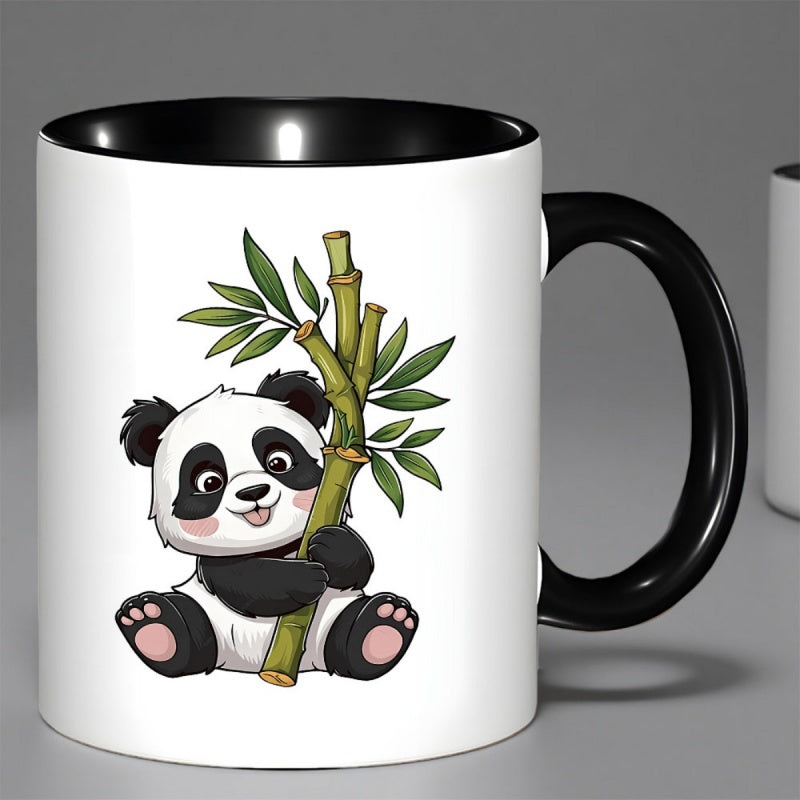 Tailorly Black Accent 11 oz Mug - cute panda bear