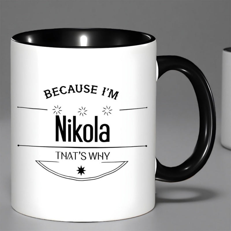 Tailorly Black Accent 11 oz Mug - 1pc im 11oz ceramic mug with reusable hand wash only ideal for holiday birthday christmas coffee mug design