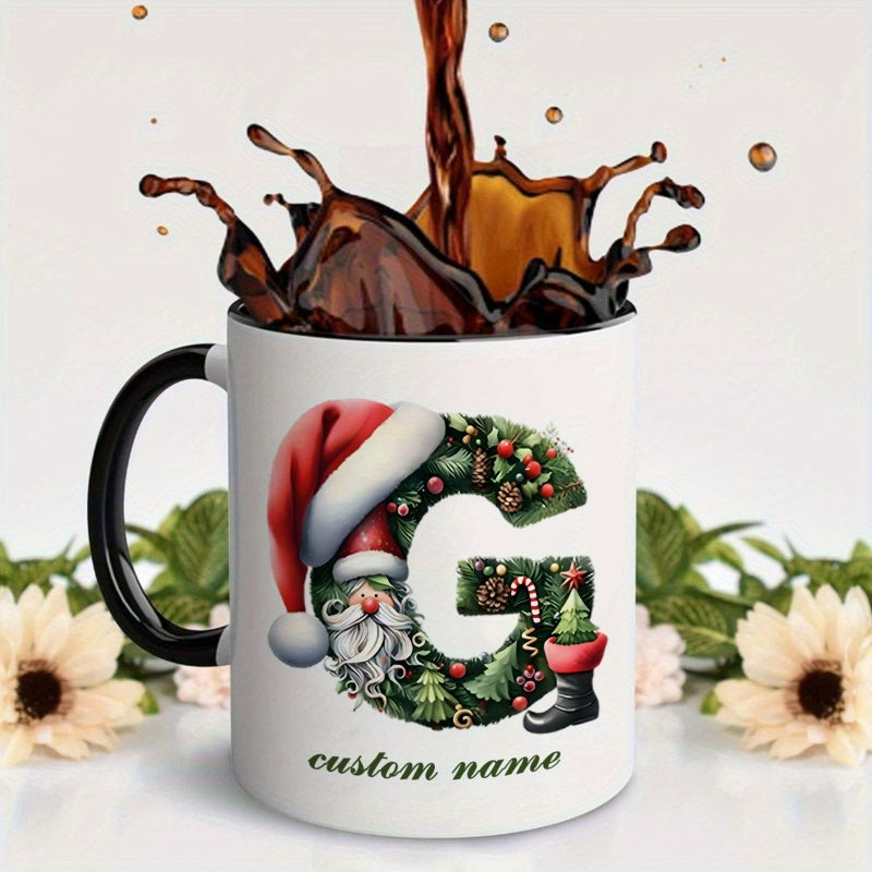 Tailorly Black Accent 11 oz Mug - letter g and a christmas tree