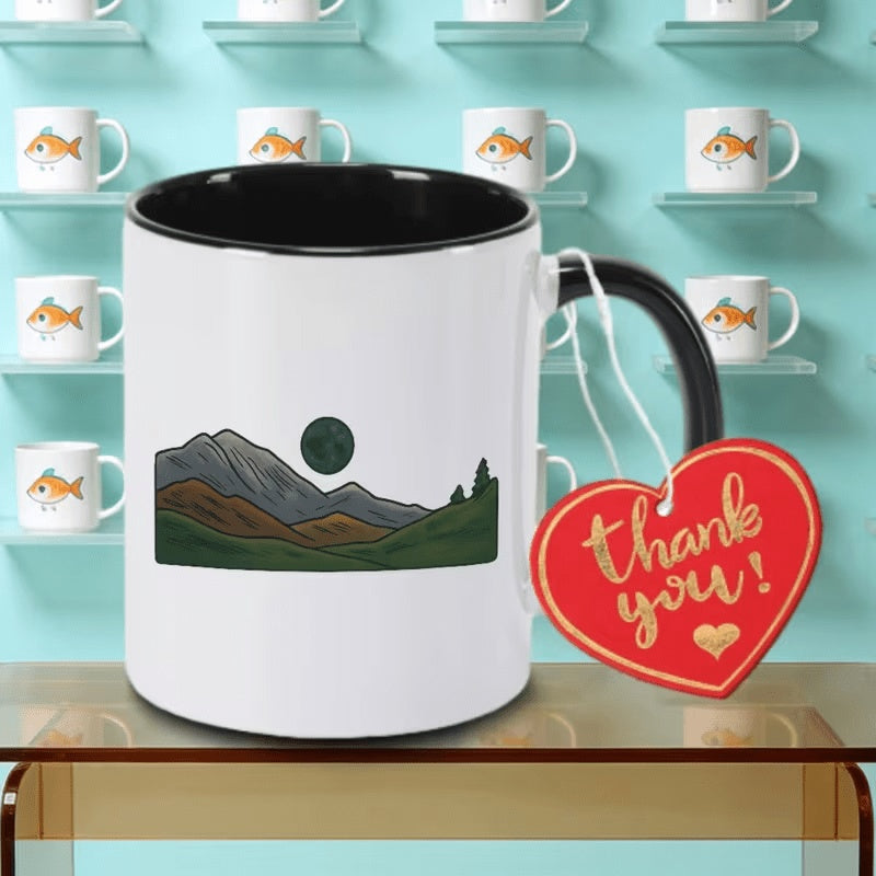 Tailorly Black Accent 11 oz Mug - 1 ceramic coffee cup tea cup coffee mug an thanksgiving gift a accessory reusable suitable for holding tea milk is