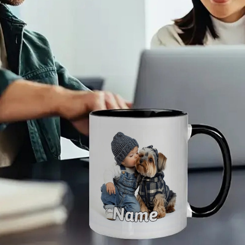 Tailorly Black Accent 11 oz Mug - customizable text yorkshire terrier cartoon anime
