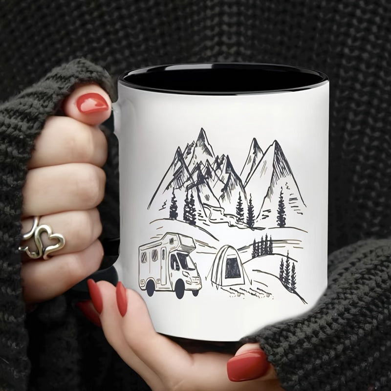 Tailorly Black Accent 11 oz Mug - 11oz insulated ceramic coffee mug a versatile reusable cup with a travel safe for machine washing and microwaving