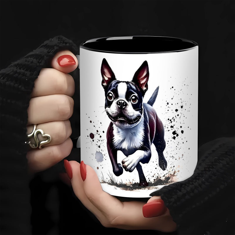 Tailorly Black Accent 11 oz Mug - boston terrier print