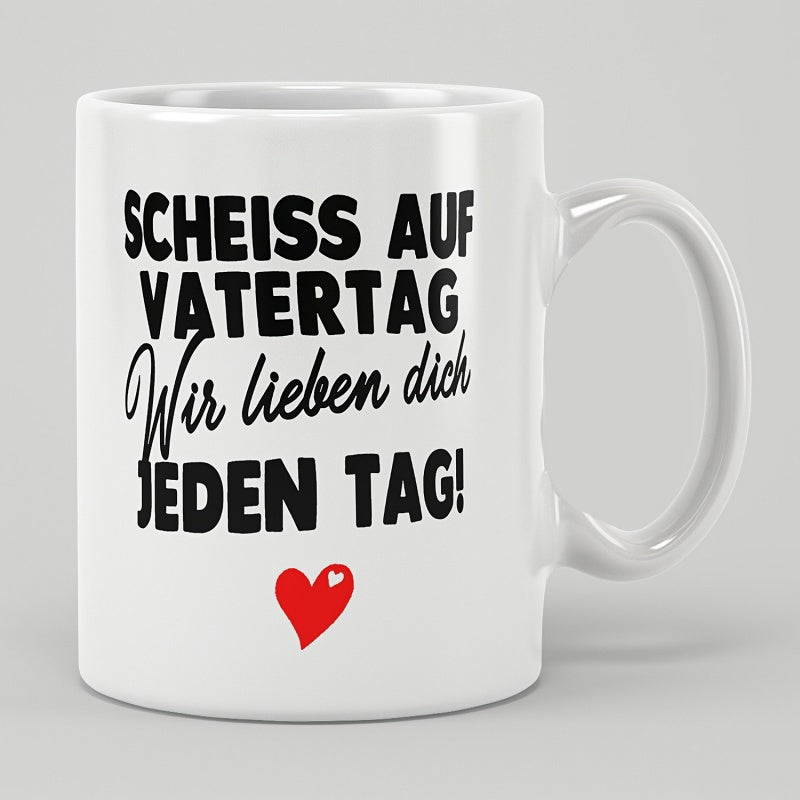 Tailorly White Ceramic 11 oz Mug - Minimalist Style With Bold Typography Featuring A Vibrant Small Red Heart