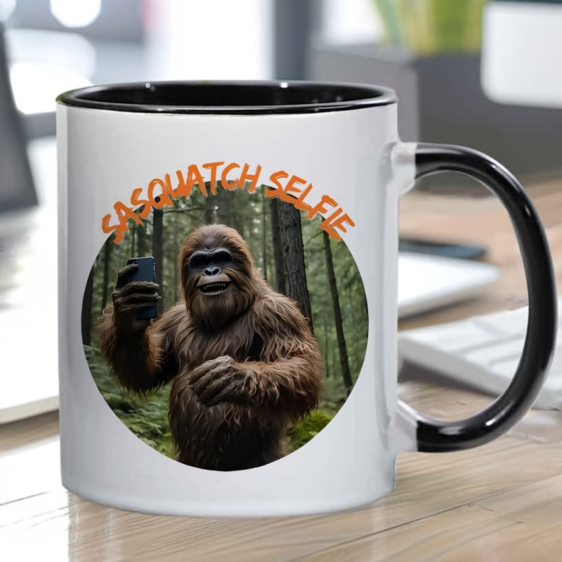 Tailorly Black Accent 11 oz Mug - sasquatch selfie
