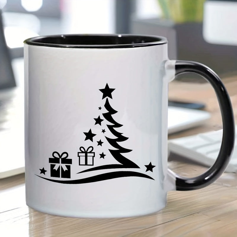 Tailorly Black Accent 11 oz Mug - christmas tree gifts stars