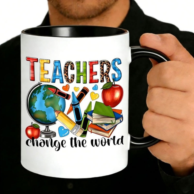 Tailorly Black Accent 11 oz Mug - vibrant educational design featuring pencils