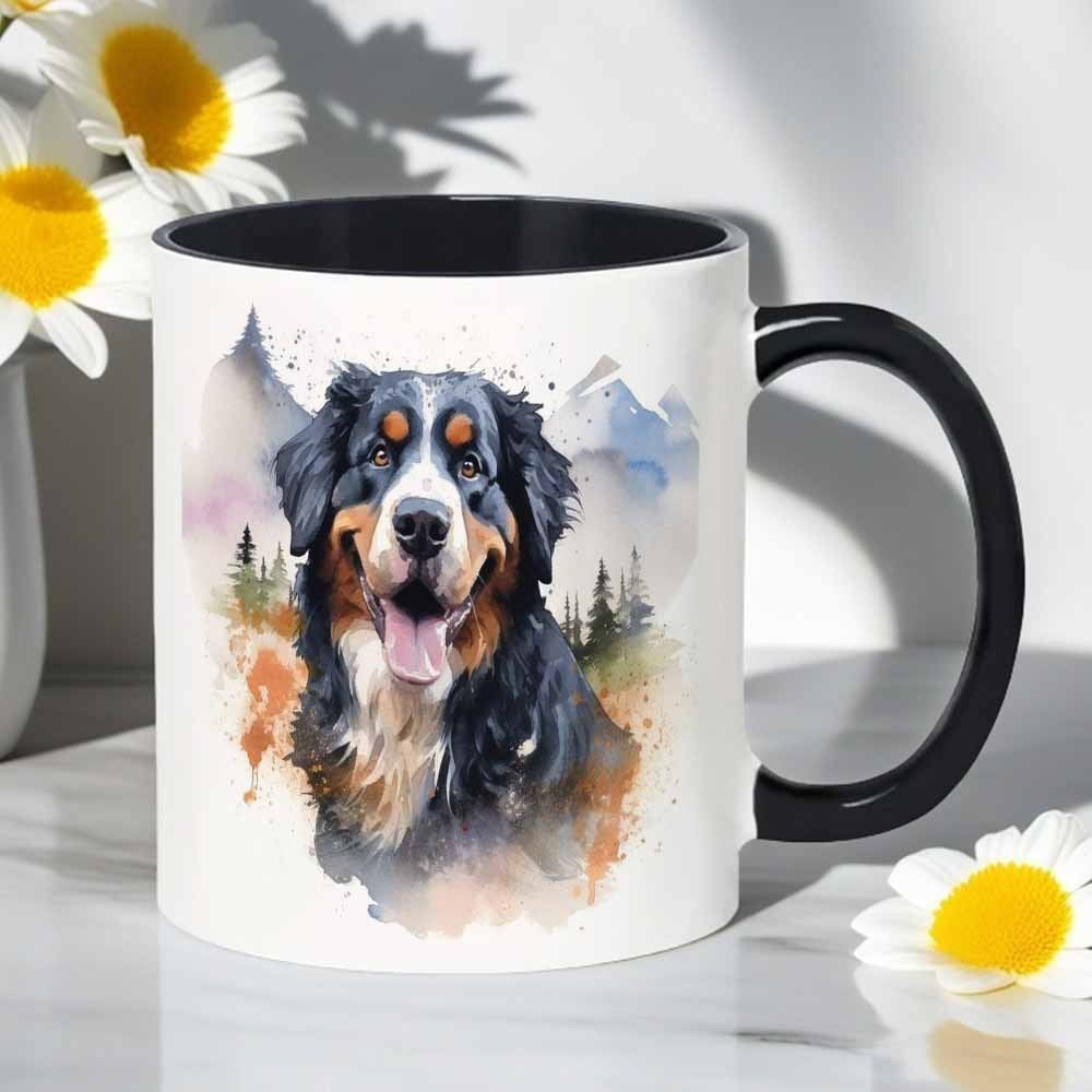 Tailorly Black Accent 11 oz Mug - bernesen watercolor art