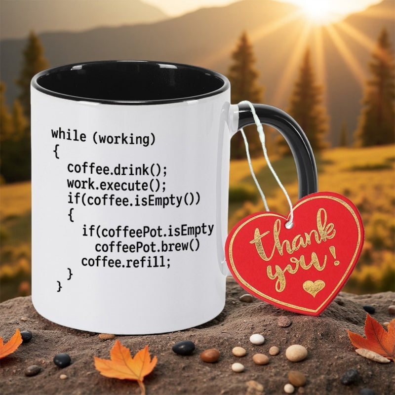 Tailorly Black Accent 11 oz Mug - code print