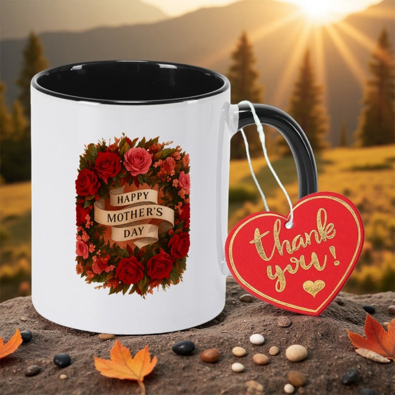 Tailorly Black Accent 11 oz Mug - happy mothers