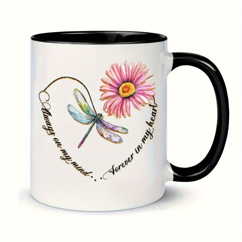 Tailorly Black Accent 11 oz Mug - inspirational quote dragonfly design