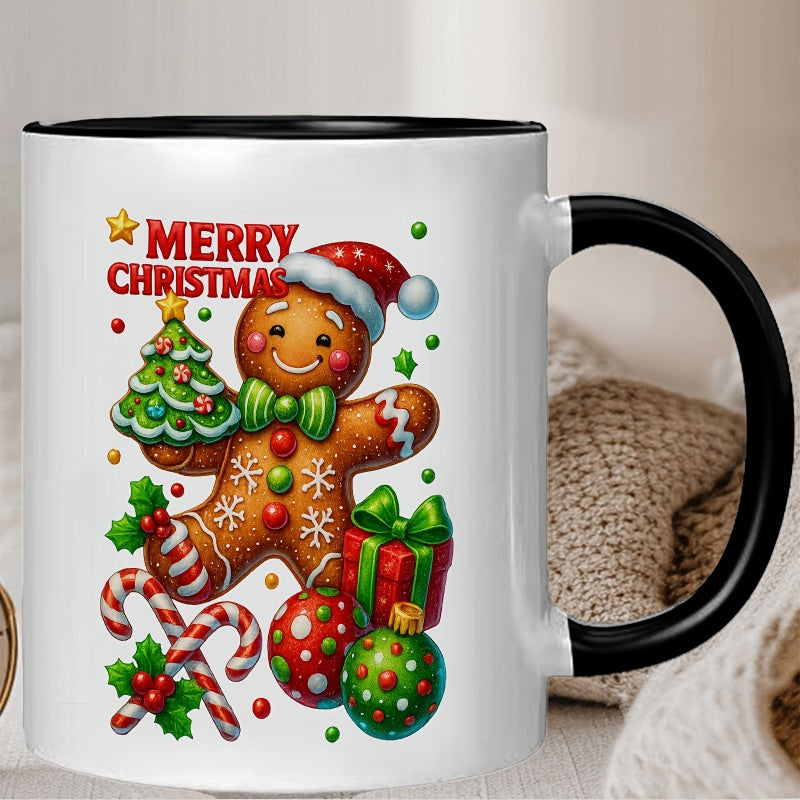 Tailorly Black Accent 11 oz Mug - gingerbread， christmas tree， candy cane