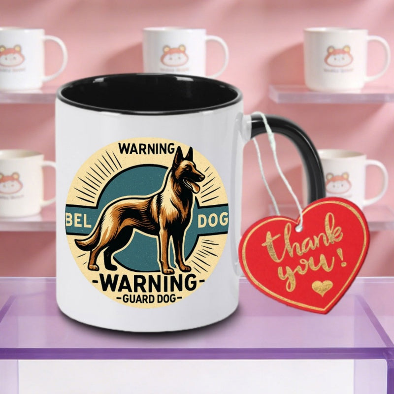 Tailorly Black Accent 11 oz Mug - belgian malinois warning design logo