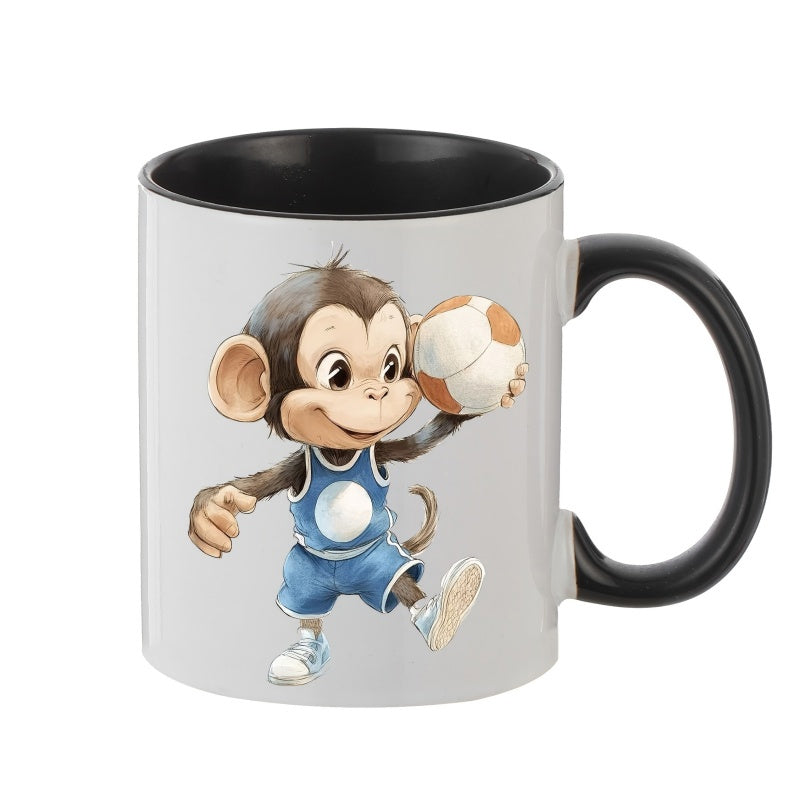 Tailorly Black Accent 11 oz Mug - cute sports monkey