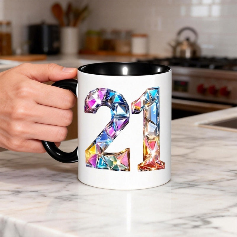 Tailorly Black Accent 11 oz Mug - sparkling number 21