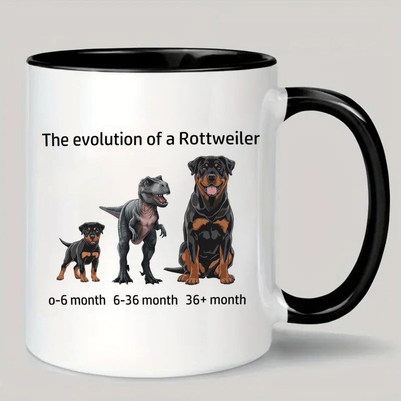 Tailorly Black Accent 11 oz Mug - rottweiler evolution text puppy design