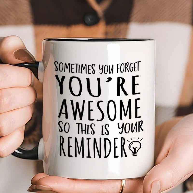 Tailorly Black Accent 11 oz Mug - 1 inspirational ceramic mug festive gift for new year valentines day insulated design for hot cold drinks ideal back to