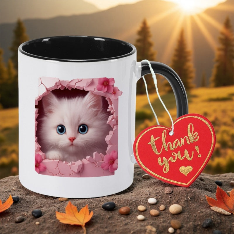 Tailorly Black Accent 11 oz Mug - kitten designs